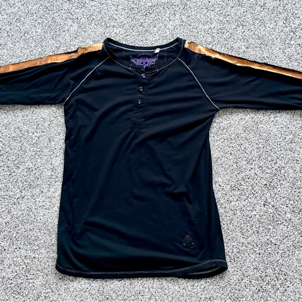Elegant Black and Gold Long Sleeve Men's Shirt
